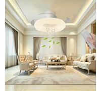 Trutipon Ventilateur De Plafond Lumineux En Cristal Plafonnier De Ventilateur LED Avec Télécommande Ventilateur En Acrylique Lampe D'éclairage Moderne En Fer Forgé Pour Chambre À Coucher Salon