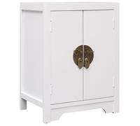 Truvito Table de chevet 1 pièce - Table de nuit avec Tiroir - 38 x 28 x 52 cm - bois de Paulownia - MDF - blanc