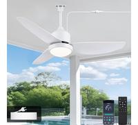 TRUYOK 106CM Étanche Ventilateur Plafond avec Lumiere IP65 Outdoor Plafonnier Ventilateur Dimmable Fan Plafonnier avec Télécommande Silencieux Lustre de Ventilateur pour Pavillon Cour Jardin Balcon