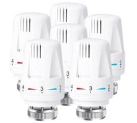 TRV Lot de 6 valves thermostatiques de radiateur standard M30 x 1,5 - Tête de valve thermostatique intelligente - Système de chauffage de rechange pour la maison et le bureau