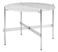 TS Table Basse Ronde Ø55 Acier Poli/Marbre Blanc de Carrare