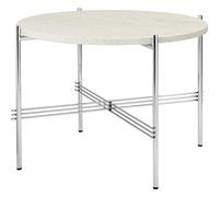 TS Table Basse Ronde Ø55 Acier Poli/TravertEn Blanc