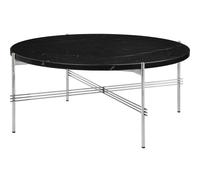 TS Table Basse Ronde Ø80 Acier Poli/Marbre Marquina Noir