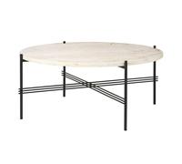 GUBI Table basse TS Round natural white travertine. ø80. structure noire