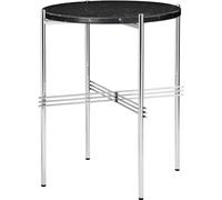 TS Table d'Appoint Ronde Ø40 Acier Poli/Marbre Marquina Noir