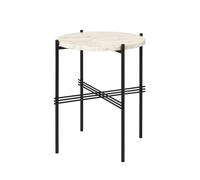 GUBI Table d'appoint TS Round natural white travertine. ø40. structure noire
