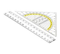 TSI 46305 Kit de géométrie (règle 17 cm et équerre 16 cm) en plastique transparent avec bord encreur et facettes