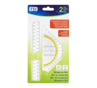 TSI Kit de Géométrie Règle 17 cm et Équerre avec Poignée 16 cm en Plastique Transparent Art. n° 46308