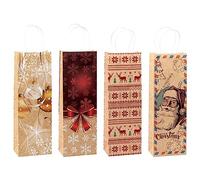 TSI Sac cadeau en papier kraft pour Noël, lot de 12, taille : bouteille (36 x 12 x 8 cm), N° d'art. 88291