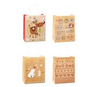 TSI Sac cadeau en papier kraft pour Noël, lot de 12, taille : moyenne (23 x 18 x 10 cm), N° d'art. 88018