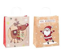 TSI Sac cadeau en papier kraft pour Noël, lot de 6, taille : grand (32 x 26 x 12 cm), N° d'art. 88318