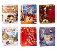 TSI Sac cadeau pour Noël, lot de 12, taille : grand (32 x 26 x 13,5 cm), N° d'art. 87310