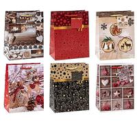 TSI Sac cadeau pour Noël, lot de 12, taille : moyenne (23 x 18 x 10 cm), N° d'art. 83019