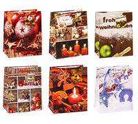 TSI Sac cadeau pour Noël, lot de 12, taille : moyenne (23 x 18 x 10 cm), N° d'art. 87016