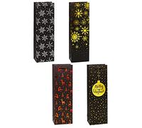 TSI Sac cadeau pour Noël PREMIUM, lot de 12, taille : bouteille (38 x 12 x 8 cm), N° d'art. 89287