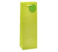 TSI Sac cadeau Série Rayures, couleur vert, lot de 4, taille : bouteille (36 x 12 x 8 cm), N° d'art. 85286-6