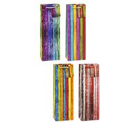 TSI Sac cadeau Série Rayures de couleur, lot de 12, taille : bouteille (36 x 12 x 8 cm), N° d'art. 84281
