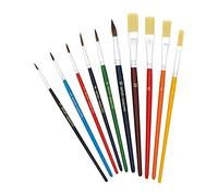 TSI Set de Pinceaux de Peinture, Lot de 10, Tailles: (Ronds) 1,2,4,6,8,10 et (Plats) 4,6,10,12, Tige Laquée, Poils de Qualité Supérieure, Virole en Aluminium, N° d'art. 49110