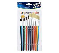 TSI Set de Pinceaux de Peinture, Lot de 12, Poils de Qualité Supérieure, Tailles Ronds 1,2,4,6,8,10 et Plats 4,6,8,10,12,14, Tige Laquée, Virole en Aluminium, N° d'art. 49111