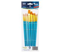 TSI Set de pinceaux en Nylon, Lot de 10, avec Les Tailles 1,2,2/0,3,5 (pinceaux Ronds) - 2,8 (pinceaux à Langue de Chat) - 4,6,5/8 (pinceaux Plats), Art. n° 49041