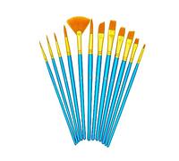TSI Set de pinceaux en Nylon, Lot de 12, avec Les Tailles 1,3,5,7,11 (Ronds) - 8 (Langue de Chat) - 2,6,10 (Plats) - 9 (éventail) - 4,12 (épée), Art.n° 49042