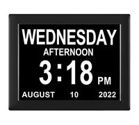 TSITSC Calendrier numérique avec date et heure - 8 options d'alarme + gradation automatique - Pour personnes âgées souffrant de démence (20,3 cm, noir)