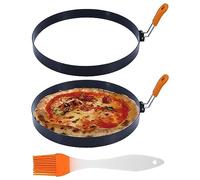 Tskcvy Anneau à Crêpes de 8 Pouces, Anneau D'Omelette Antiadhésif avec Poignée Isolée en Silicone, Moules à Œufs Ronds avec Brosse à