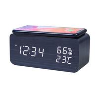 Tskcvy RéVeil NuméRique, TempéRature et Humidité RéVeil LED Horloge éLectronique TéLéPhone Intelligent Chargeur sans (Noir)