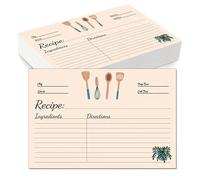 TsoLay Kit de Fiches de Recettes 4x6 Pouces de 100 Fiches Vierges en Carton Épais Double Face pour Offrir à Votre Maman, Sœur, Fille ou Amie.