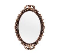 Tstarer Miroir décoratif vintage avec cadre doré, miroirs muraux et plateau de table pour chambre à coucher, salon, commode, ovale, 24,4 x 36,3 cm (l x L) (bronze)