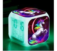 TSTR® Réveils numériques Licorne Cube LED de Nuit Réveillez-vous l'horloge de chevet Cadeaux pour Enfants Chambre