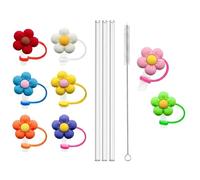 TSUOUKL 12 Pièces Embouts en Silicone pour Pailles, Compatible avec Stanley Cup 30 & 40oz, Bouchons Anti-poussière et Couvertures de Paille avec Brosse de Nettoyage