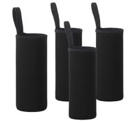 TSUOUKL 4 Pièces Housse Thermique Bouteille 550ml Noire - Pochette Isolante en Néoprène Anti-rayures & Anti-condensation, Pour Sport, Bureau Et École