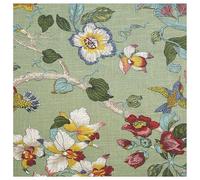 TSWNG Tissu en lin imprimé 100 x 148 cm - Vendu au mètre - Tissu d'ameublement - Motif fleurs et oiseaux - Vintage - À coudre avec motif - Tissu décoratif en lin pour canapé, rideau, bricolage