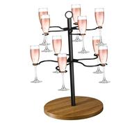 Tsynapter De Rangement en Verre, à Champagne en Couches avec Base d ' Aspect Bois, Organisateur de Table autoportant pour Tables à Manger et réunions, de Rangement en Verre, présentoir à à