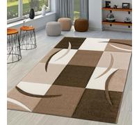 TT Home Salon Tapis De Salon Poils Ras Moderne Aspect 3D Design Géométrique À Vagues, Couleur:Marron 3, Dimension:60x110 cm