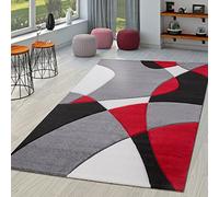 TT Home Salon Tapis De Salon Poils Ras Moderne Aspect 3D Design Géométrique À Vagues, Couleur:Rouge 3, Dimension:60x110 cm