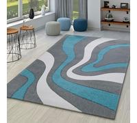 TT Home Salon Tapis De Salon Poils Ras Moderne Aspect 3D Design Géométrique À Vagues, Couleur:Turquoise, Dimension:120x170 cm