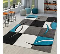 TT Home Salon Tapis De Salon Poils Ras Moderne Aspect 3D Design Géométrique À Vagues, Couleur:Turquoise 2, Dimension:120x170 cm