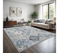 TT Home Tapis Boho Vintage Salon Poil Court Design Retro Antiderapant Facile Entretien Moderne Salle A Manger Entree Lavable, Couleur:Turquoise, Dimension:160x220 cm