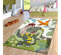 TT Home Tapis Chambre d'enfant Vert Dinosaure Jungle Volcan Effet 3D Poils Ras, Dimension:160x230 cm