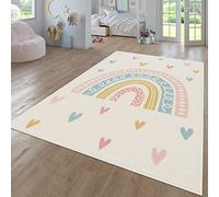TT Home Tapis Chambre Enfant Bebe Fille Garcon Moderne Arc-en-Ciel Nuage Motif Animal Multicolore, Couleur:Crème4, Dimension:133 cm Carré