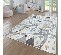 TT Home Tapis Chambre Enfant Bebe Fille Garcon Moderne Arc-en-Ciel Nuage Motif Animal Multicolore, Couleur:Crème3, Dimension:133x190 cm
