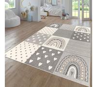 TT Home Tapis Chambre Enfant Bebe Fille Garcon Moderne Arc-en-Ciel Nuage Motif Animal Multicolore, Couleur:Gris Beige, Dimension:133x190 cm