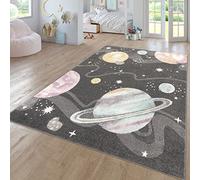 TT Home Tapis Chambre Enfant Bebe Fille Garcon Moderne Arc-en-Ciel Nuage Motif Animal Multicolore, Couleur:Anthracite, Dimension:80x150 cm