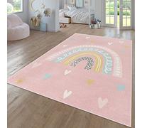 TT Home Tapis Chambre Enfant Bebe Fille Garcon Moderne Arc-en-Ciel Nuage Motif Animal Multicolore, Couleur:Pink Rose 2, Dimension:200x280 cm
