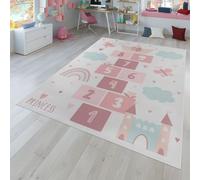 TT Home Tapis De Jeu Chambre Enfant Garcon Fille Voitures Motif Animal Antidérapant, Couleur:Crème Rose, Dimension:140x200 cm