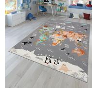 TT Home Tapis De Jeu Chambre Enfant Garcon Fille Voitures Motif Animal Antidérapant, Couleur:Gris Bleu Marron, Dimension:80x150 cm