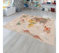 TT Home Tapis De Jeu Chambre Enfant Garcon Fille Voitures Motif Animal Antidérapant, Couleur:Vert Beige Marron, Dimension:100x200 cm