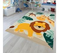 TT Home Tapis De Jeu Chambre Enfant Garcon Fille Voitures Motif Animal Antidérapant, Couleur:Vert Beige Bleu, Dimension:80x150 cm